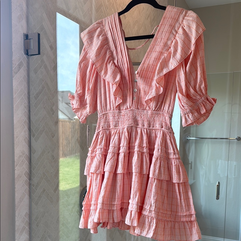 Ruffled Pink Plaid Dress
